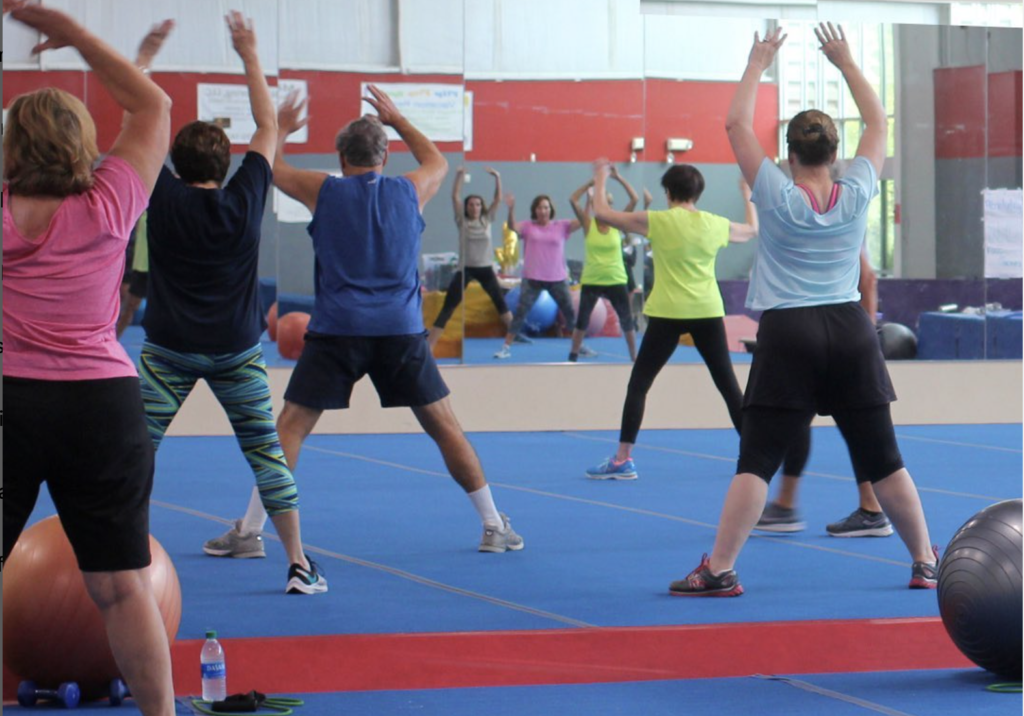 participants during a Sportsbarn workout class